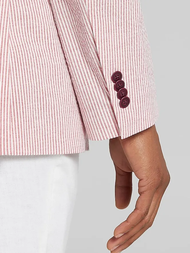 Sport Coats|Sport Coats-Nautica Modern Fit Seersucker Sport Coat Red Seersucker