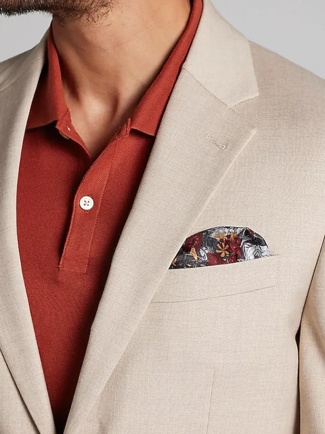 3-piece Suits|Suit Separates-Pronto Uomo Modern Fit Sharkskin Suit Jacket Tan Sharkskin