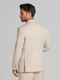 3-piece Suits|Suit Separates-Pronto Uomo Modern Fit Sharkskin Suit Jacket Tan Sharkskin