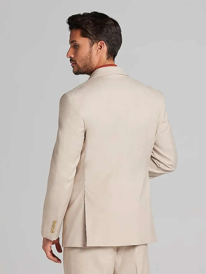 3-piece Suits|Suit Separates-Pronto Uomo Modern Fit Sharkskin Suit Jacket Tan Sharkskin