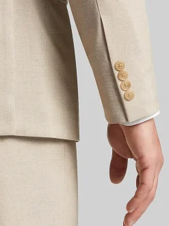 3-piece Suits|Suit Separates-Pronto Uomo Modern Fit Sharkskin Suit Jacket Tan Sharkskin