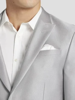 3-piece Suits|Suit Separates-Egara Modern Fit Shiny Suit Jacket Pewter Shiny