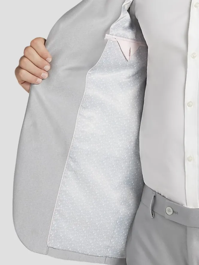 3-piece Suits|Suit Separates-Egara Modern Fit Shiny Suit Jacket Pewter Shiny