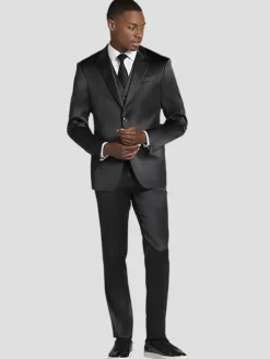 Suit Separates|3-piece Suits-Egara Modern Fit Shiny Suit Jacket Black Shiny