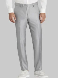 Dress Pants|3-piece Suits-Egara Modern Fit Shiny Suit Pants Pewter Shiny
