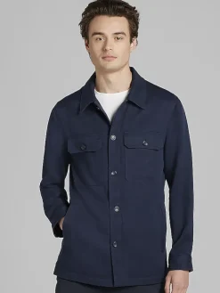 Outerwear-Joseph Abboud Modern Fit Shirt Jacket Navy