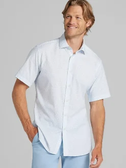 Casual Shirts|Button Up Shirts-Joseph Abboud Modern Fit Short Sleeve Button Up Shirt Light Blue