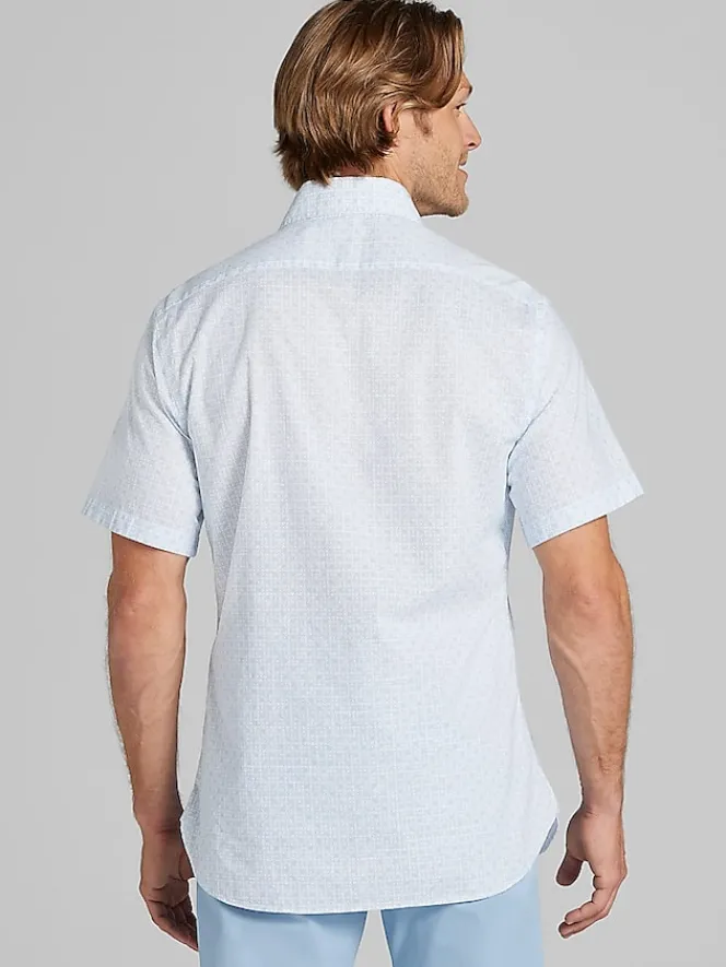 Casual Shirts|Button Up Shirts-Joseph Abboud Modern Fit Short Sleeve Button Up Shirt Light Blue