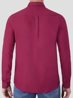 Button Up Shirts|Long Sleeve Button Up Shirts-Report Collection Modern Fit Solid Button Up Shirt Deep Red