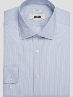 Patterned Dress Shirts|Designer Dress Shirts-Joseph Abboud Modern Fit Spread Collar Dobby Stripe Dress Shirt Light Blue Check
