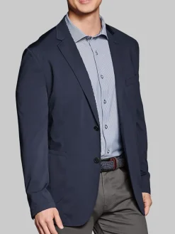 Outerwear|Casual Jackets & Vests-Johnston &Amp; Murphy Modern Fit Stretch Knit Blazer Navy