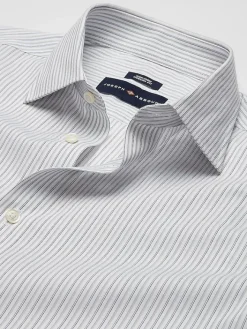 Designer Dress Shirts|Dress Shirts-Joseph Abboud Modern Fit Stripe Dress Shirt Grey/Navy