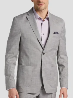 3-piece Suits|Suit Separates-Michael Kors Modern Fit Suit Jacket Light Gray Solid