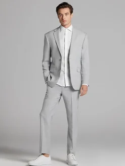 3-piece Suits|Suit Separates-Pronto Uomo Modern Fit Suit Jacket Lt Gray Sharkskin