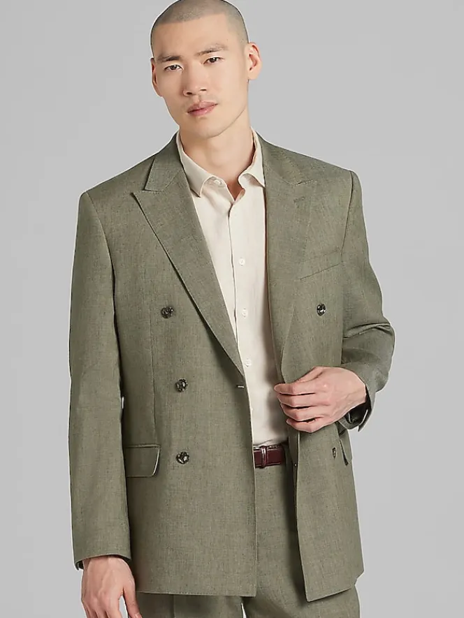 3-piece Suits|Suit Separates-Joseph Abboud Modern Fit Suit Linen Blend Jacket Olive