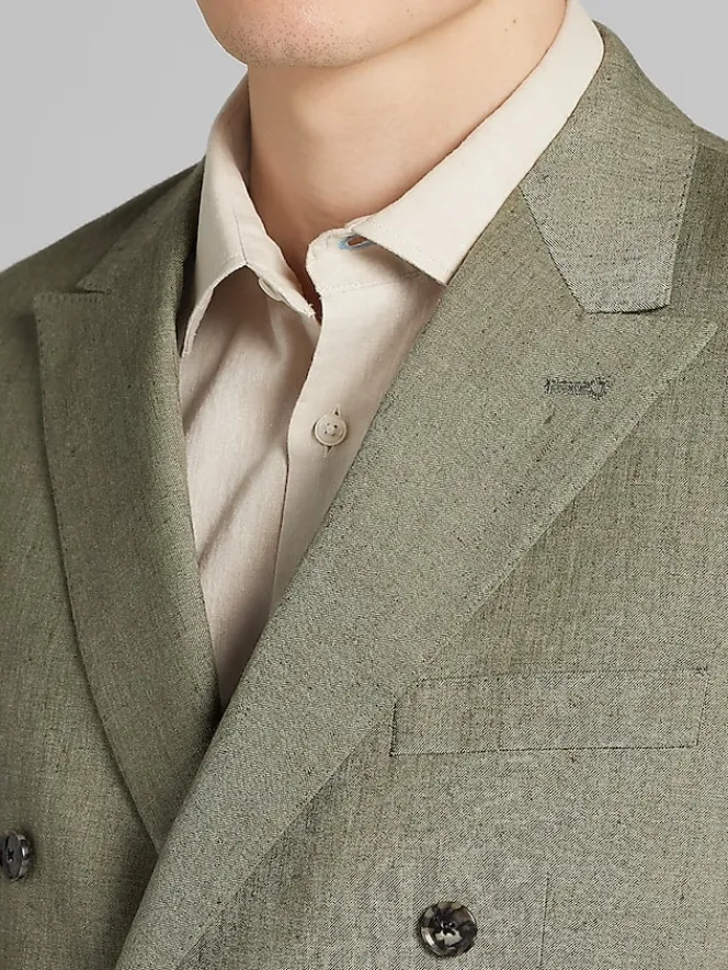 3-piece Suits|Suit Separates-Joseph Abboud Modern Fit Suit Linen Blend Jacket Olive