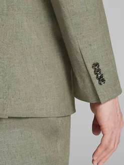 3-piece Suits|Suit Separates-Joseph Abboud Modern Fit Suit Linen Blend Jacket Olive