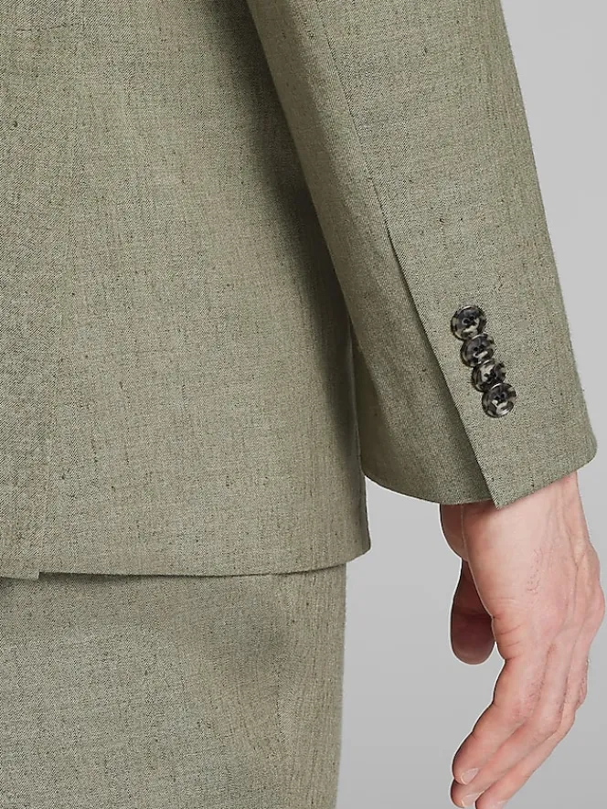 3-piece Suits|Suit Separates-Joseph Abboud Modern Fit Suit Linen Blend Jacket Olive