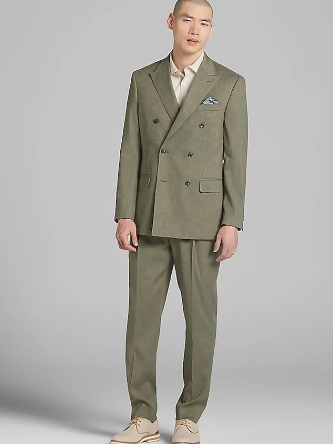 3-piece Suits|Suit Separates-Joseph Abboud Modern Fit Suit Linen Blend Jacket Olive