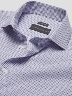 Patterned Dress Shirts|Dress Shirts-Wilke-Rodriguez Modern Fit Tattersall Plaid Dress Shirt Purple/Blue