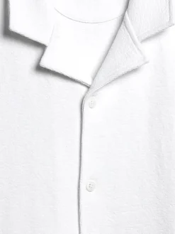 Button Up Shirts-Joseph Abboud Modern Fit Terry Camp Shirt White