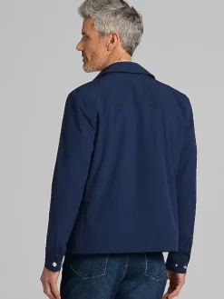 Outerwear-Report Collection Modern Fit Textured Pocket Zip Front Jacket Black