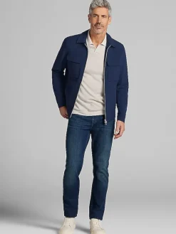 Outerwear-Report Collection Modern Fit Textured Pocket Zip Front Jacket Black