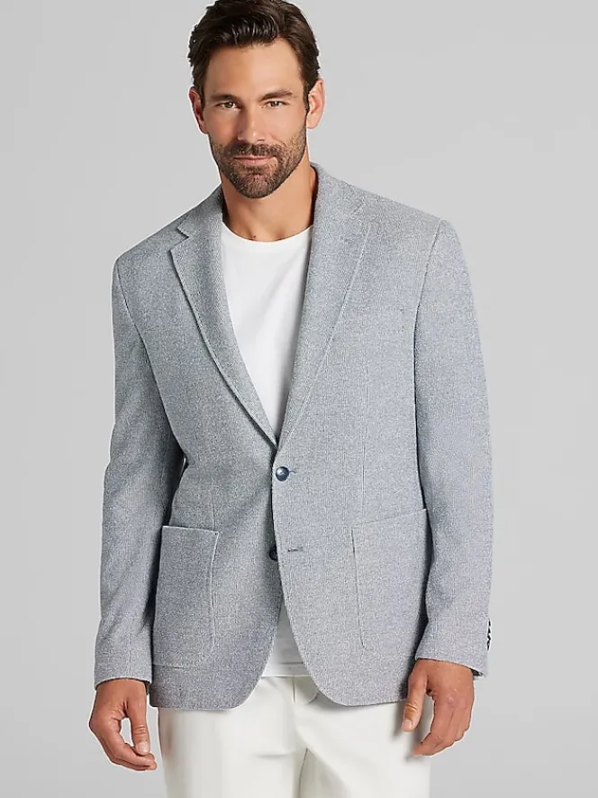 Sport Coats|Sport Coats-Joseph Abboud Modern Fit Tic Knit Sport Coat Blue Tic