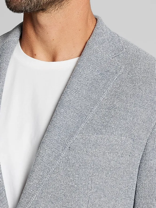Sport Coats|Sport Coats-Joseph Abboud Modern Fit Tic Knit Sport Coat Blue Tic