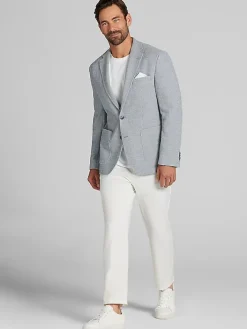 Sport Coats|Sport Coats-Joseph Abboud Modern Fit Tic Knit Sport Coat Blue Tic