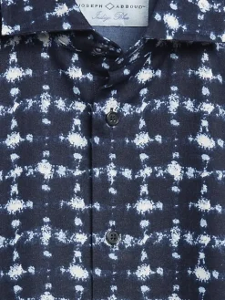 Button Up Shirts-Joseph Abboud Modern Fit Tie Dye Dot Short Sleeve Button Up Shirt Blue/Navy