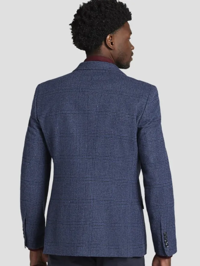 Sport Coats|Sport Coats-Nautica Modern Fit Tweed Plaid Sport Coat Blue Plaid