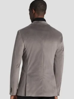 Dinner Jackets-Joseph Abboud Modern Fit Velvet Dinner Jacket Gray Velvet