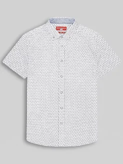 Button Up Shirts|Casual Shirts-Report Collection Modern Fit 4-Way Stretch Short Sleeve Button Up Shirt White