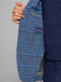 Sport Coats|Sport Coats-Joseph Abboud Modern Fit Windowpane Knit Sport Coat Navy Windowpane