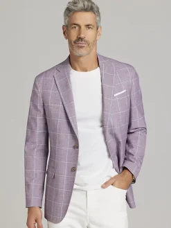 Big & Tall Sport Coats|Sport Coats-JOE Joseph Abboud Modern Fit Windowpane Sport Coat Rose Windowpane
