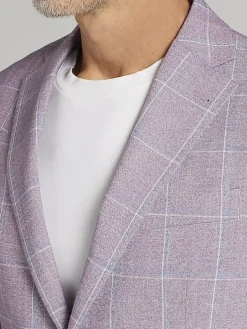 Big & Tall Sport Coats|Sport Coats-JOE Joseph Abboud Modern Fit Windowpane Sport Coat Rose Windowpane