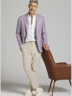 Big & Tall Sport Coats|Sport Coats-JOE Joseph Abboud Modern Fit Windowpane Sport Coat Rose Windowpane