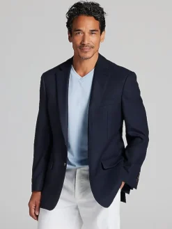 Blazers|Sport Coats-Joseph Abboud Modern Fit Wool Blend Blazer Black Solid