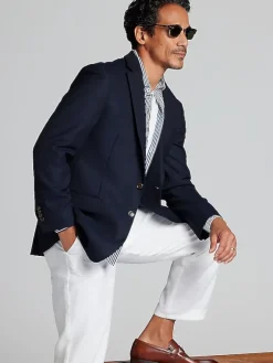 Blazers|Sport Coats-Joseph Abboud Modern Fit Wool Blend Blazer Black Solid