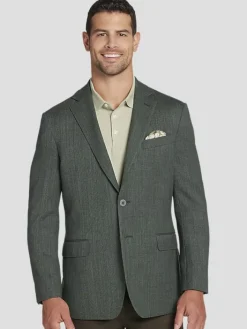 Sport Coats|Sport Coats-Joseph Abboud Modern Fit Wool Blend Sport Coat Green Tic