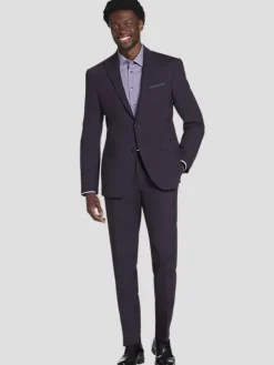 3-piece Suits|Suit Separates-Awearness Kenneth Cole Modern Fit Wool Blend Suit Jacket Plum