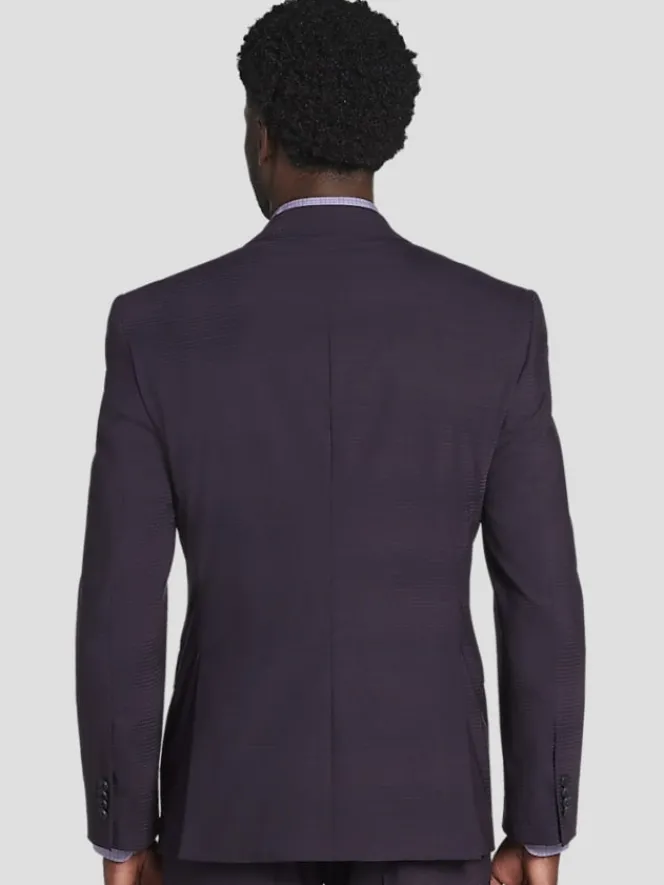 3-piece Suits|Suit Separates-Awearness Kenneth Cole Modern Fit Wool Blend Suit Jacket Plum