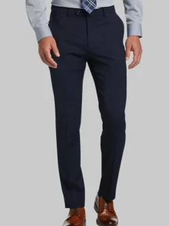 Big & Tall Pants|Big & Tall Suits-Tommy Hilfiger Modern Fit Wool Blend Suit Pants Black