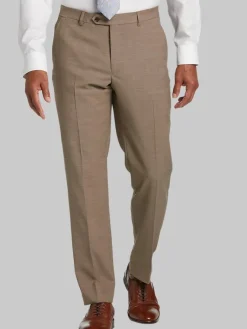 Big & Tall Pants|Dress Pants-Tommy Hilfiger Modern Fit Wool Blend Suit Pants Black/White Sharkskin