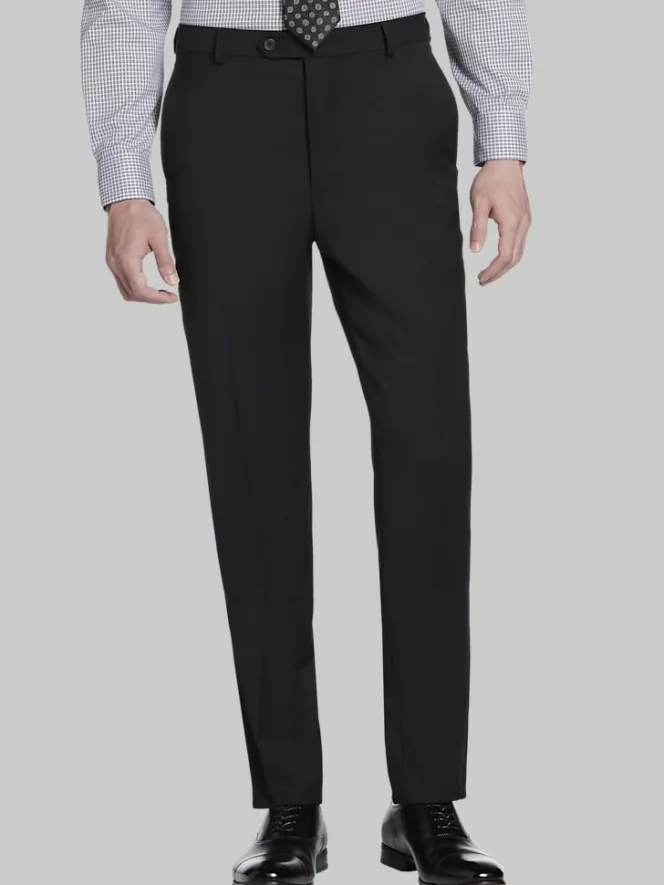 Big & Tall Pants|Dress Pants-Awearness Kenneth Cole Modern Fit Wool Blend Suit Pants Black Solid