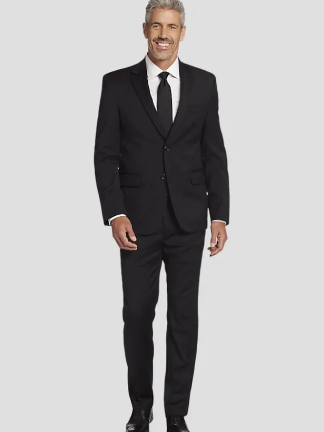 Suit Separates|3-piece Suits-Pronto Uomo Platinum Modern Fit Wool Blend Suit Jacket Black