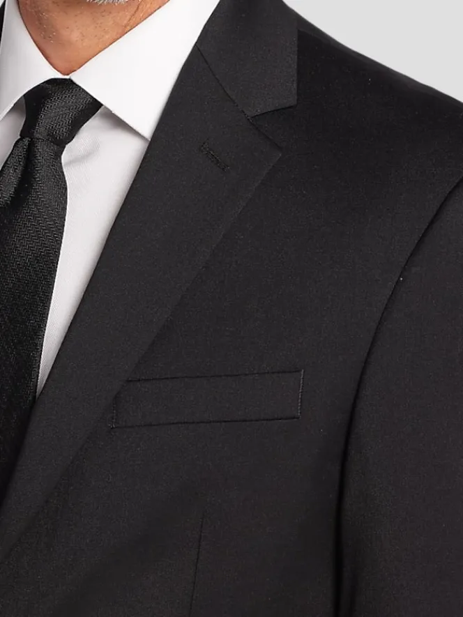 Suit Separates|3-piece Suits-Pronto Uomo Platinum Modern Fit Wool Blend Suit Jacket Black