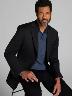 Suit Separates|3-piece Suits-Pronto Uomo Platinum Modern Fit Wool Blend Suit Jacket Black