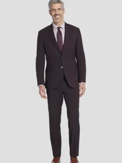 3-piece Suits|Suit Separates-Awearness Kenneth Cole Modern Fit Wool Blend Suit Jacket Burgundy Tic